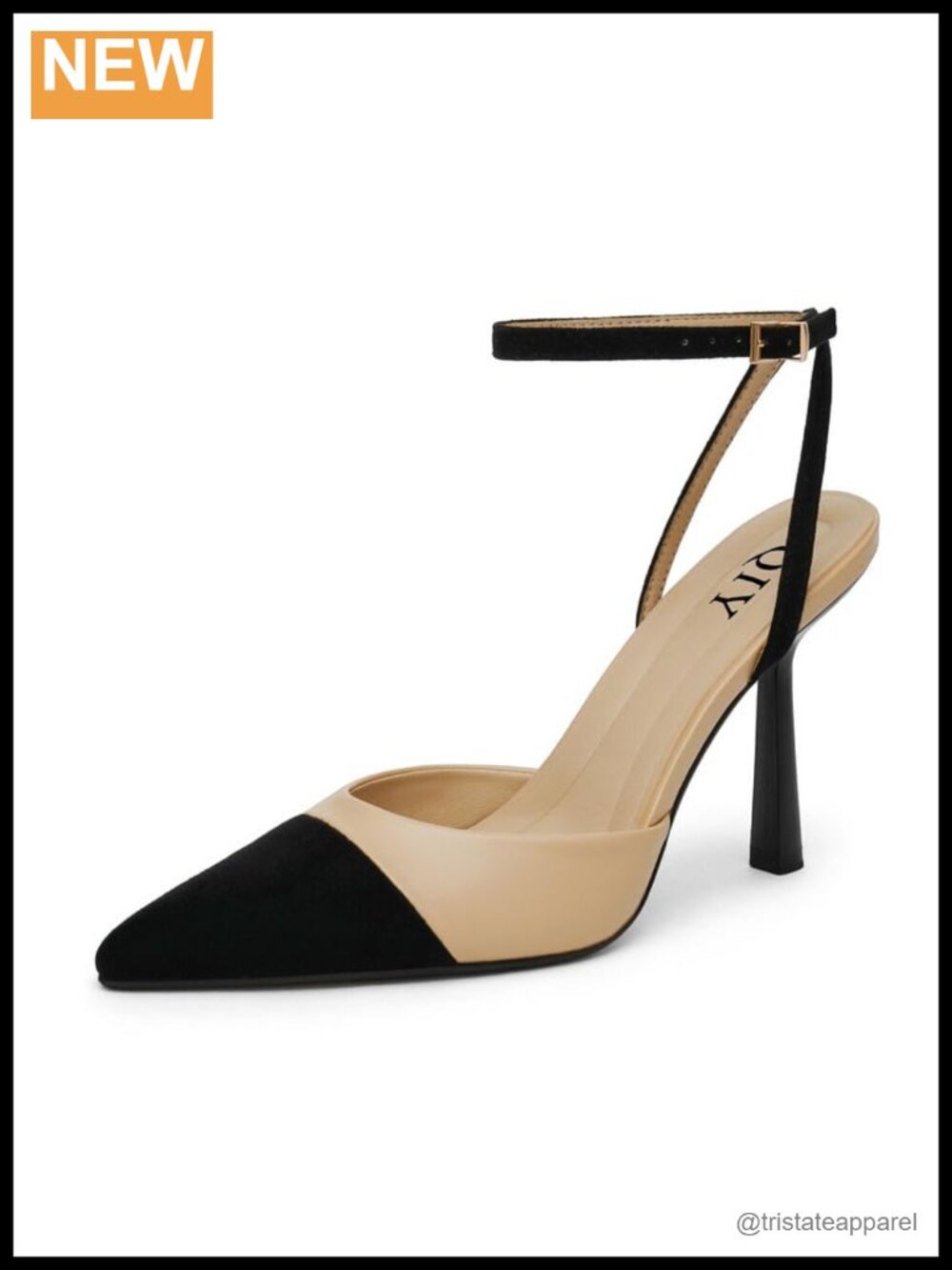QIY Women's Closed Toe Pumps Stiletto Heel Ankle Strap Faux Leather